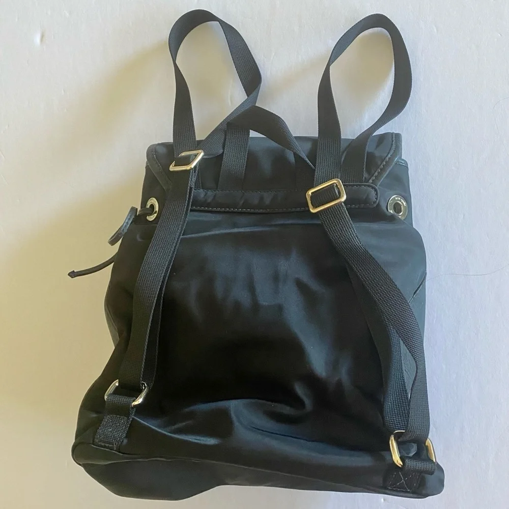 kate spade black nylon leather trim backpack